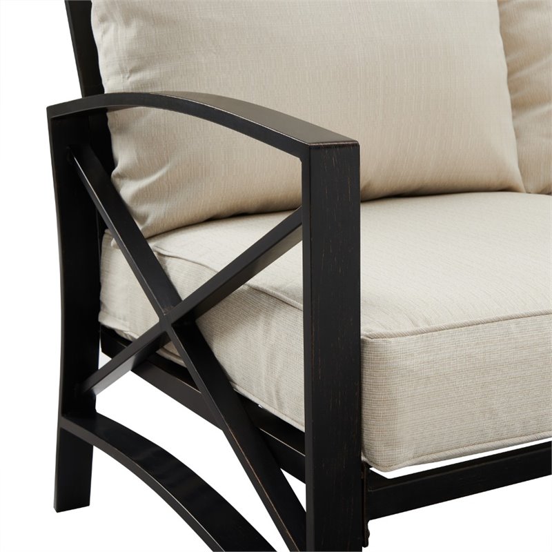 Afuera Living 3-Piece Metal Outdoor Sofa Set in Oatmeal/Oil Rubbed Bronze