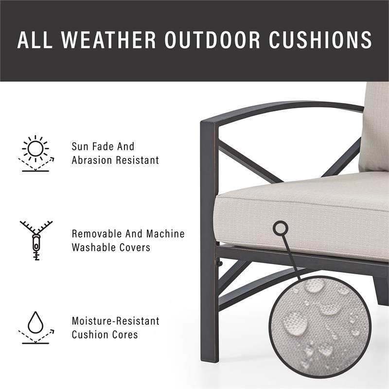 Afuera Living 3-Piece Metal Outdoor Sofa Set in Oatmeal/Oil Rubbed Bronze