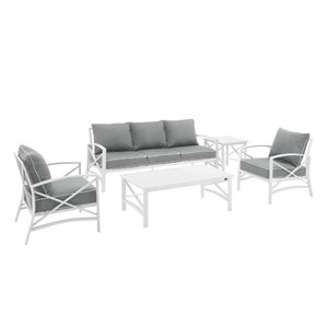 Afuera Living Transitional 5 Piece Outdoor Sofa Set in Gray