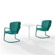 Afuera Living 3-Piece Metal Outdoor Bistro Set in Turquoise Gloss/White