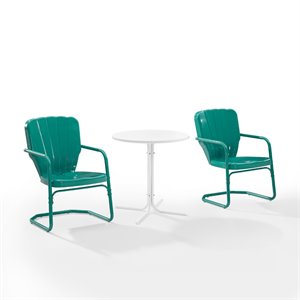 afuera living modern 3 piece outdoor bistro set in turquoise gloss