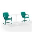 Afuera Living 3-Piece Metal Outdoor Bistro Set in Turquoise Gloss/White