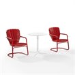 Afuera Living 3-Piece Metal Outdoor Bistro Set in White/Bright Red Gloss