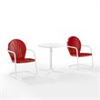 Afuera Living 3-Piece Metal Outdoor Bistro Set in Bright Red Gloss/White