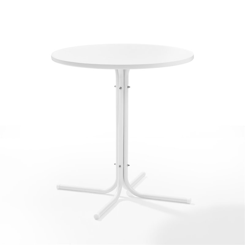 Afuera Living Steel Metal Outdoor Bistro Table in White Satin