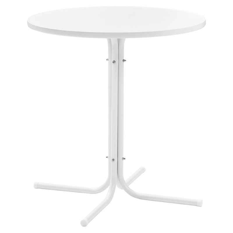 Afuera Living Steel Metal Outdoor Bistro Table in White Satin