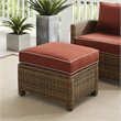 Afuera Living Wicker / Rattan & Fabric Outdoor Ottoman in Sangria Red/Brown