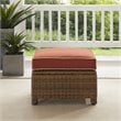 Afuera Living Wicker / Rattan & Fabric Outdoor Ottoman in Sangria Red/Brown