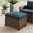 Afuera Living Wicker / Rattan & Fabric Outdoor Ottoman in Navy/Weathered Brown