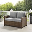 Afuera Living Wicker / Rattan & Fabric Patio Loveseat in Weathered Brown/Gray