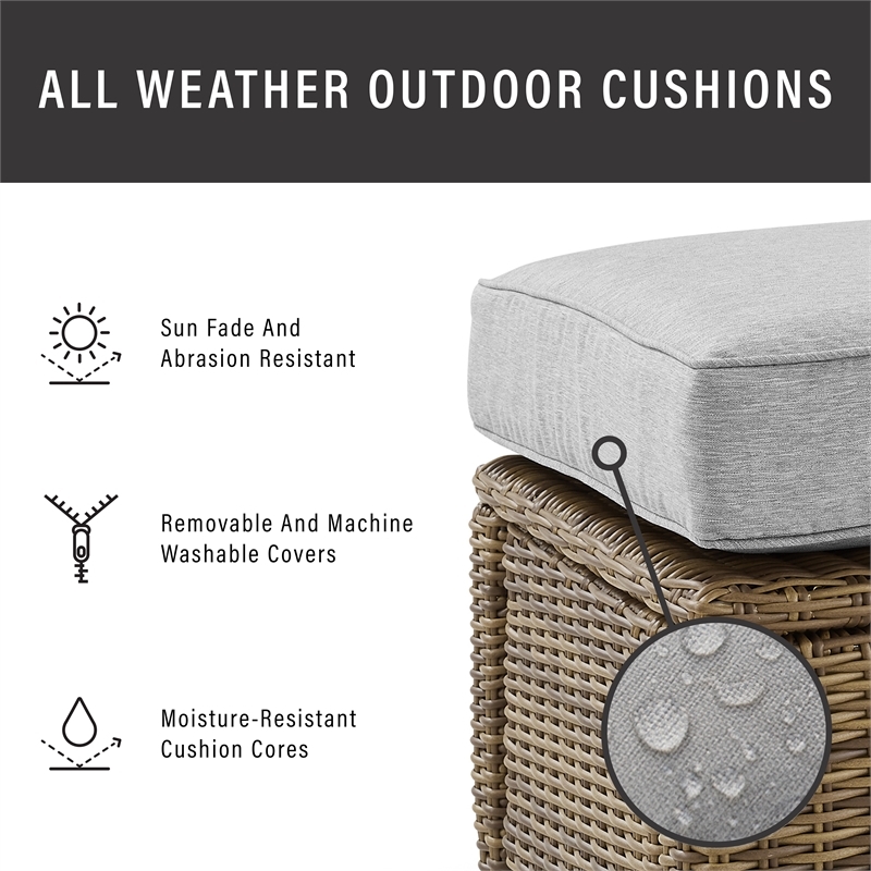 Afuera Living Wicker / Rattan & Fabric Patio Loveseat in Weathered Brown/Gray