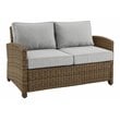 Afuera Living Wicker / Rattan & Fabric Patio Loveseat in Weathered Brown/Gray
