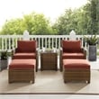 Afuera Living 5-Piece Wicker / Rattan Outdoor Chair Set in Gray/Weathered Brown