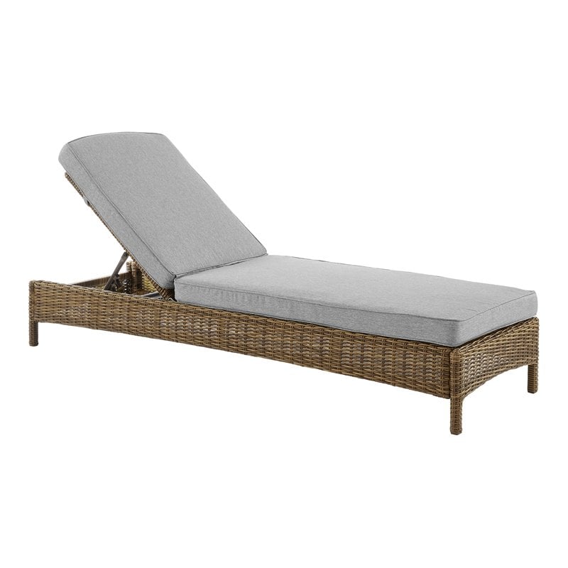 Afuera Living Wicker / Rattan Outdoor Chaise Lounge in Gray/Weathered Brown
