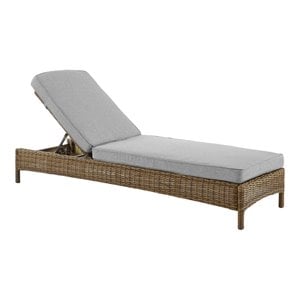 afuera living transitional fabric and wicker outdoor chaise lounge in gray