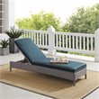 Afuera Living Transitional Fabric and Wicker Outdoor Chaise Lounge in Navy