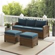 Afuera Living 3-Piece Wicker / Rattan Outdoor Sofa Set in Navy/Weathered Brown