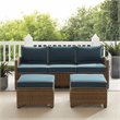 Afuera Living 3-Piece Wicker / Rattan Outdoor Sofa Set in Navy/Weathered Brown