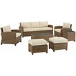 Afuera Living 7-Piece Wicker / Rattan & Fabric Outdoor Sofa Set in Sand/Brown