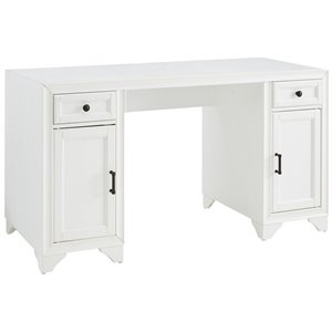 afuera living transitional 2-cabinet transitional wood desk in distressed white