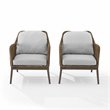 Afuera Living Transitional 2Pc Outdoor Wicker Armchair Set in Gray & Brown