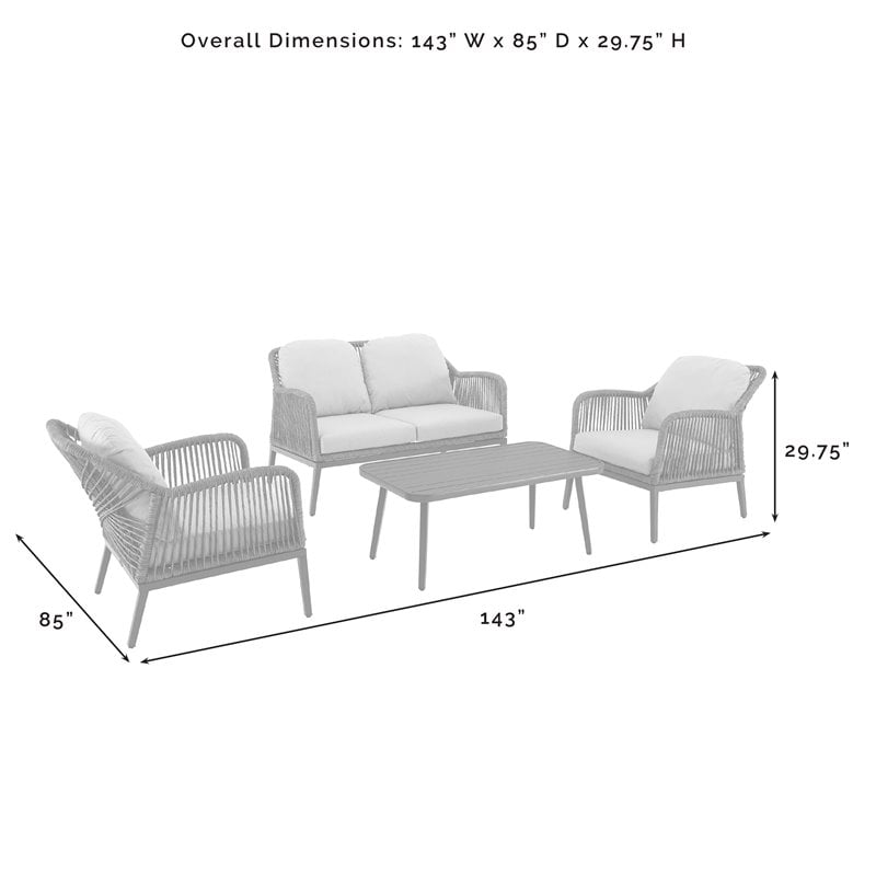 Afuera Living Transitional 4Pc Outdoor Wicker Conversation Set in Gray & Brown