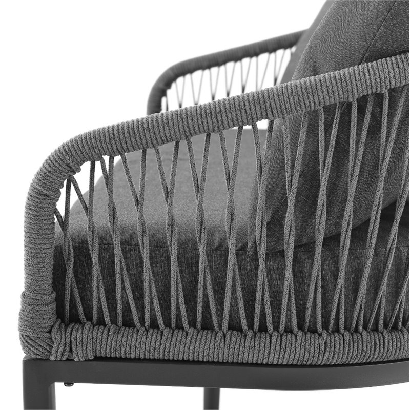 Afuera Living Modern Patio Rope Armchair in Heathered Charcoal Gray (Set of 2)