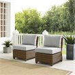 Afuera Living Wicker / Rattan Armless Patio Chair in Gray/Brown (Set of 2)