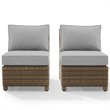 Afuera Living Wicker / Rattan Armless Patio Chair in Gray/Brown (Set of 2)