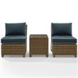 Afuera Living 3-Piece Wicker / Rattan & Fabric Outdoor Chair Set in Navy/Brown
