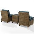Afuera Living 3-Piece Wicker / Rattan & Fabric Outdoor Chair Set in Navy/Brown