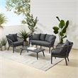 Afuera Living Modern 4-Piece Patio Loveseat Set in Heathered Charcoal Gray