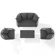Afuera Living Modern 4-Piece Patio Loveseat Set in Heathered Charcoal Gray