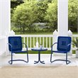 Afuera Living 3-Piece Metal Patio Conversation Set in Navy Gloss