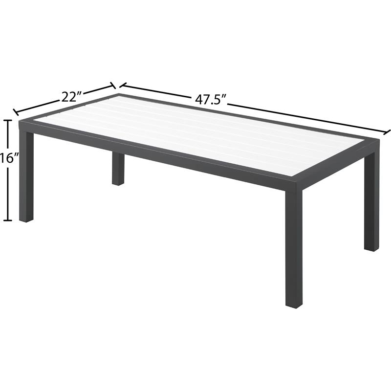 Afuera Living Contemporary White Wood Outdoor Patio Coffee Table