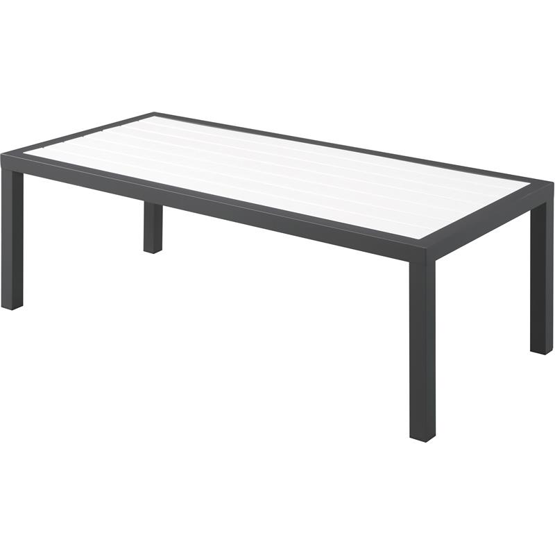 Afuera Living Contemporary White Wood Outdoor Patio Coffee Table