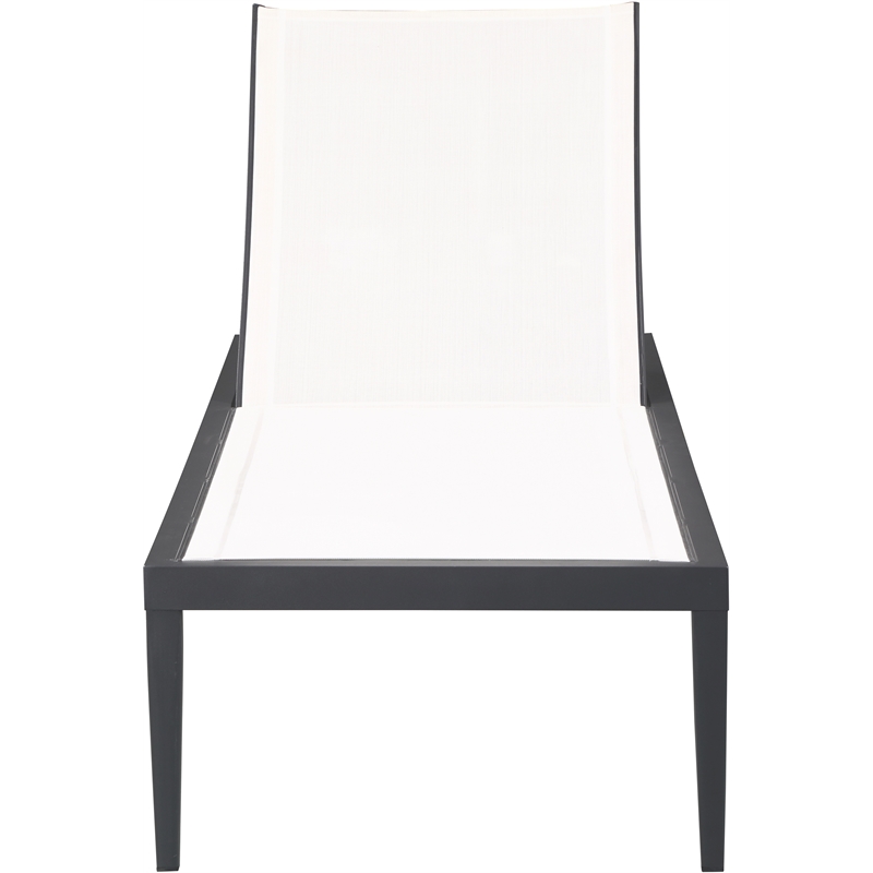 Afuera Living Contemporary Fabric Patio Mesh Chaise Lounge Chair in White