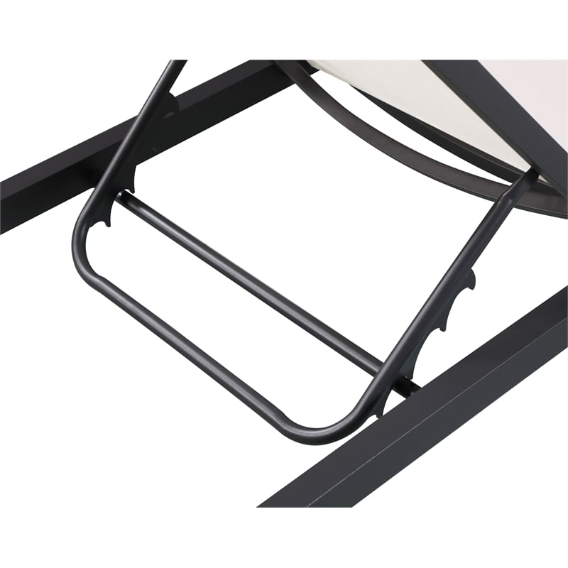 Afuera Living Contemporary Fabric Patio Mesh Chaise Lounge Chair in White