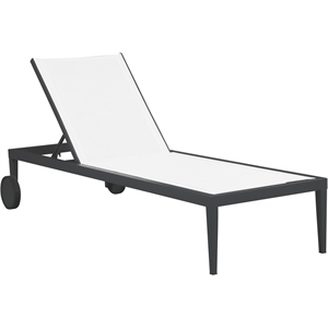 Afuera Living Contemporary Off White Outdoor Patio Mesh Chaise Lounge Chair