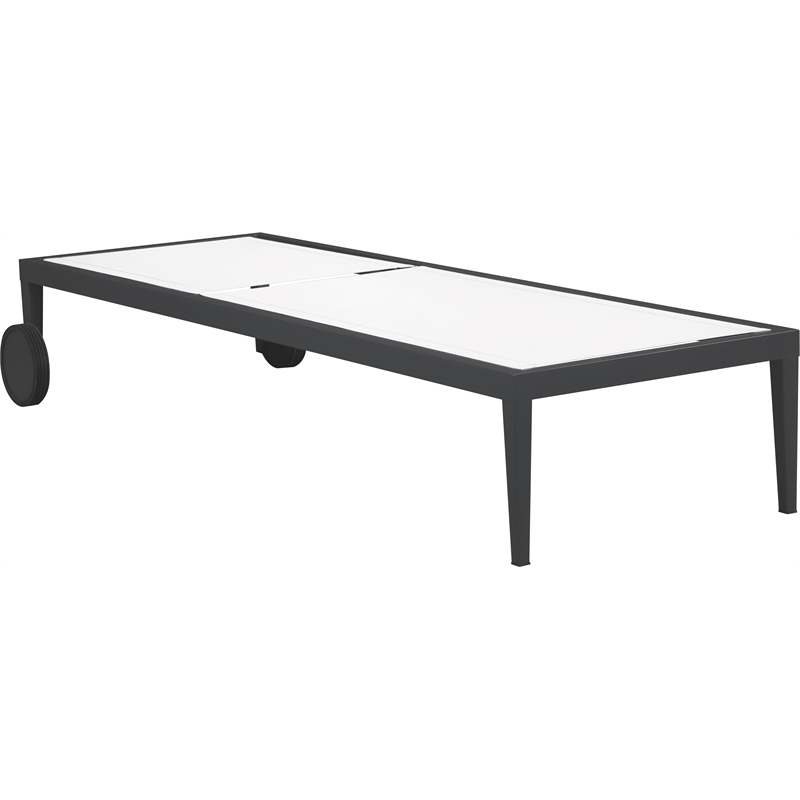 Afuera Living Contemporary Fabric Patio Mesh Chaise Lounge Chair in White