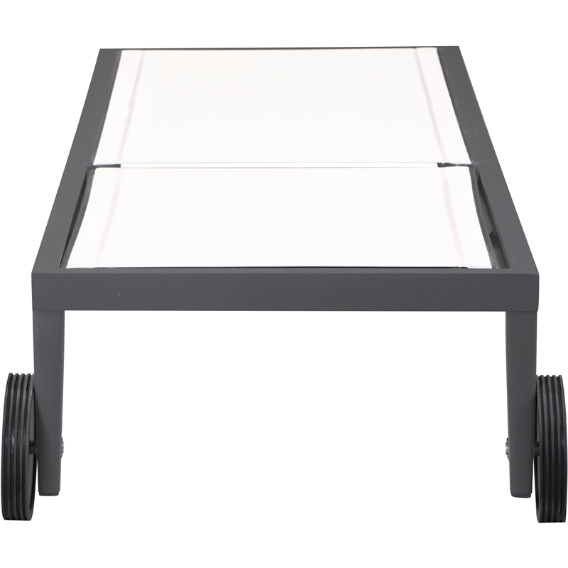 Afuera Living Contemporary Fabric Patio Mesh Chaise Lounge Chair in White