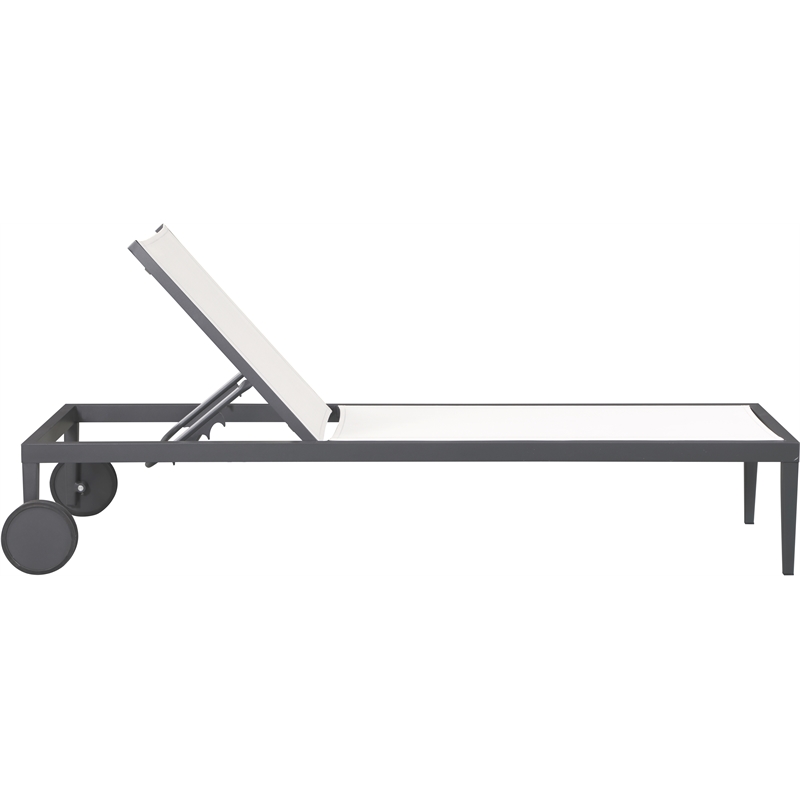 Afuera Living Contemporary Fabric Patio Mesh Chaise Lounge Chair in White