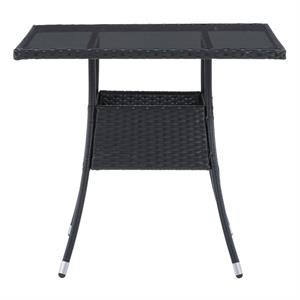 afuera living patio square dining table in black resin rattan wicker