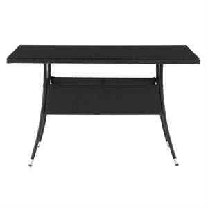 afuera living patio rectangular dining table in black resin rattan wicker