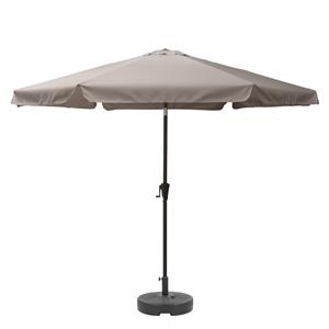 afuera living 10ft round tilting sand gray fabric patio umbrella and round base