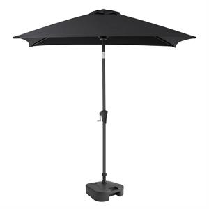 afuera living square tilting black fabric patio umbrella with base
