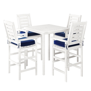 afuera living white washed wood outdoor bar height bistro 5pc set
