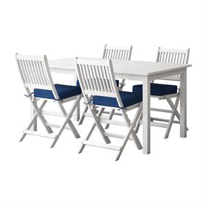 afuera living 5 piece white washed wood outdoor dining set
