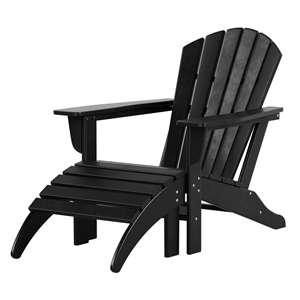 afuera living portside chair with matching ottoman footrest 2-piece set in black