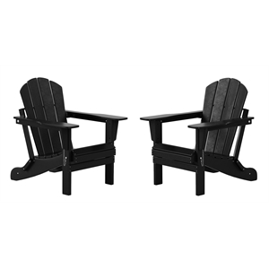 afuera living coastal outdoor folding poly adirondack chair (set of 2) in black